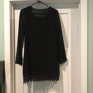 LIKE NEW Black long sleeve dress with lace bottom